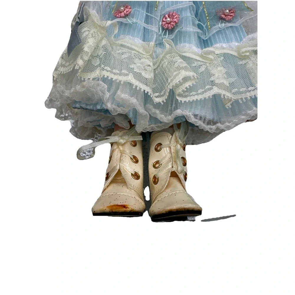 Cathay Collection Porcelain‎ Doll Blue Dress Curly Hair With Box Collectible